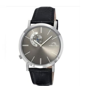 Porsamo Bleu Men's Watch Black Strap Silver Case Gray Dial